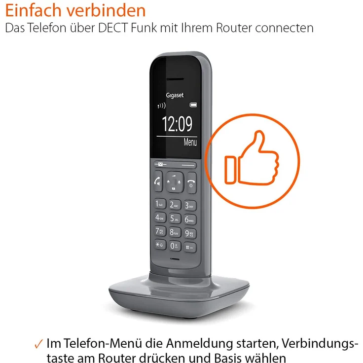 Gigaset CL390HX Universal Mobilteil, Design Telefon, geeignet für FRITZ!Box und HD Voice Freisprechfunktion, schnurloses DECT Telefon mit großem Grafik Display, Satellite Grey, VoIP-Telefon, grau – Bild 5