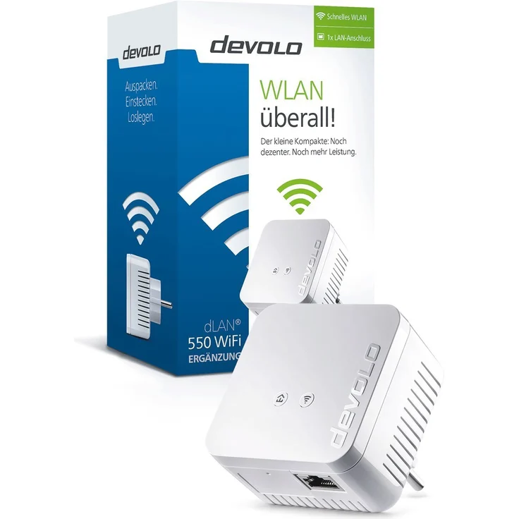 devolo dLAN 550 WiFi Powerline (Internet über die Steckdose, WLAN, 1x LAN Port, 1x Powerlan Adapter, PLC Netzwerkadapter, WLAN Verbessern, Wifi Booster, Wifi Move) Weiß – Bild 2