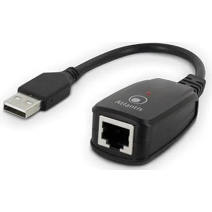 Atlantis Land A02-UTL20 - Kabelschnittstellen--Adapter (USB 2.0, RJ45, Male Connector-Female Connector, Schwarz)