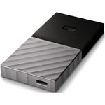 WD My Passport SSD WDBK3E2560PSL - Solid-State-Disk - verschlüsselt - 256 GB - extern (tragbar) - USB 3.1 Gen 2 (USB-C Steckverbinder) - 256-Bit-AES - schwarze Oberseite mit gunmetal (mittel metallisch grau) Boden (WDBK3E2560PSL-WESN) - Preisvergleich
