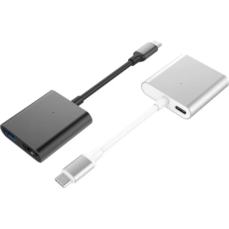 Hyper HD259A-G USB C zu Hdmi 4k, USB-A 3.1 und 60W USBC Adapter, 3-in-1 Konverter mit Kabel für MacBook, Ultrabook, Chromebook, USB-C Geräte, Hub Space Grau