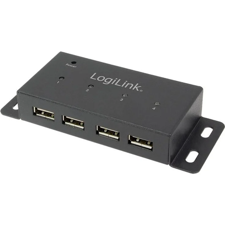 LogiLink USB 2.0 Hub mit 4-Ports aus Metall in schwarz – Bild 1