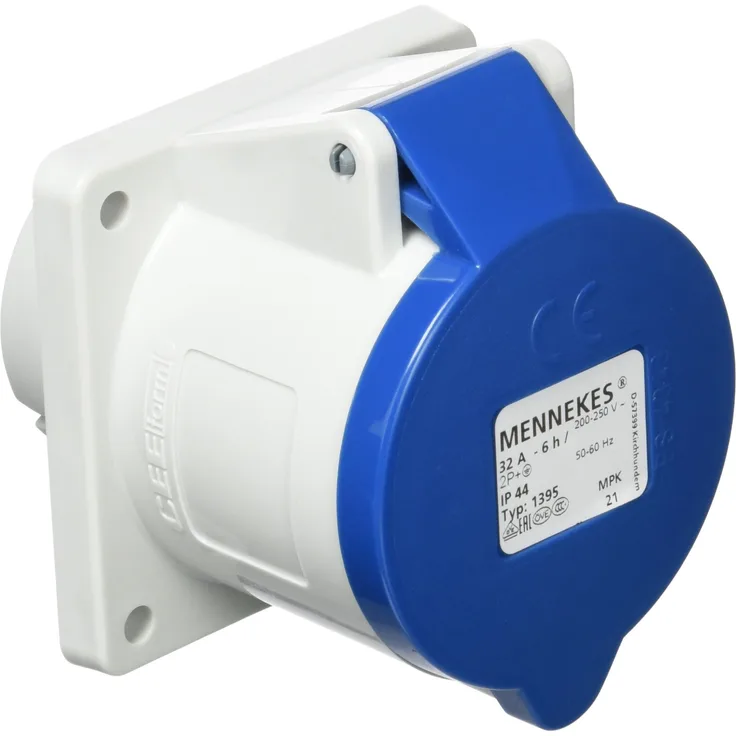 Mennekes 101100217 Grundlagen Semi Einbauleuchte EWG, Steckdosen, 230 V, 50 – 60 Hz, 32 A, 3-polig, IP 44, 10 Verpackung, blau