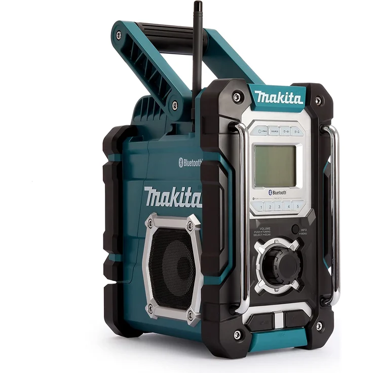 Makita 7,2-18 V, DMR108 Baustellenradio mit Bluetooth, geeignet für Outdoor, spritzwassergeschützt, blau – Bild 1