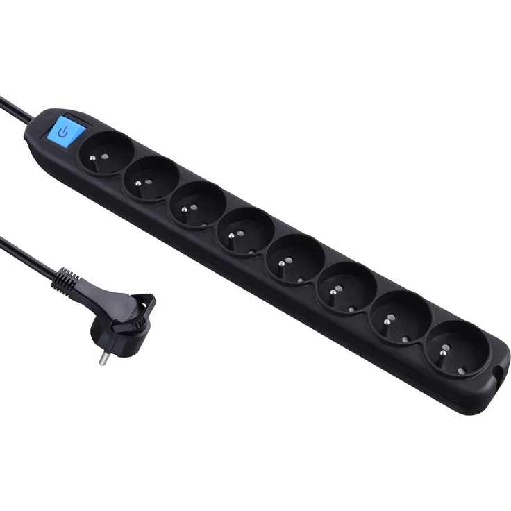 32045 Steckdosenleiste 8-fach, mit Schalter, Kabel von 1,5 m, schwarz, 32055