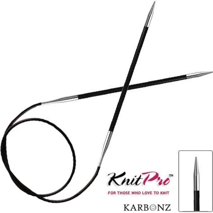 Karbonz-Rundstricknadel, Stärke 3,5mm, (Länge 100cm) - Neuheit!!! Hi-Tech aus Karbonfasern!!!