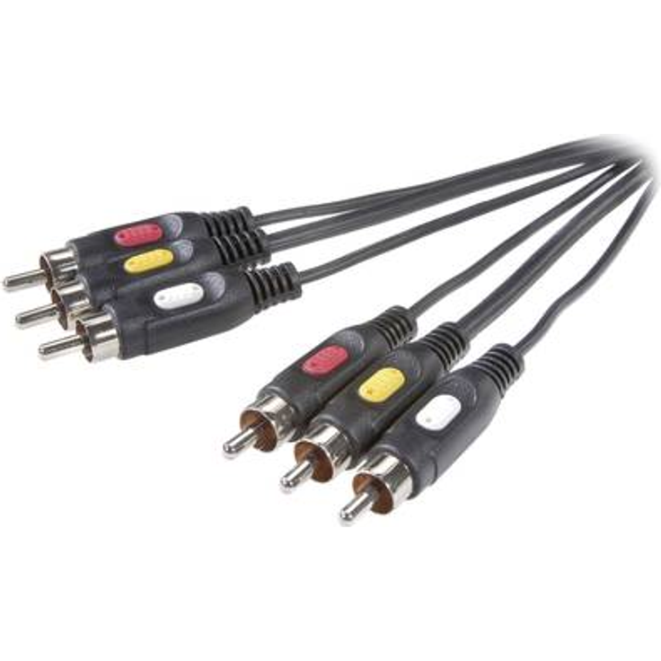 SpeaKa Professional Composite Cinch AV Anschlusskabel [3x Cinch-Stecker - 3x Cinch-Stecker] 2 m Schwarz (SP-7869864)