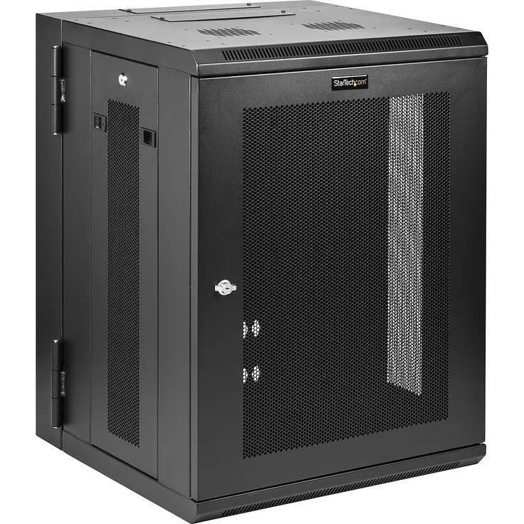 StarTech.com 15HE Wandmontage Server Rack, bis zu 51cm tief, Gehäuse mit Scharnier, Netzwerkschrank, Server Schrank