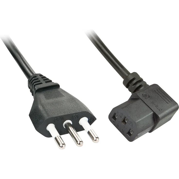 Lindy - Stromkabel - IEC 320 EN 60320 C13 - bis - CEI 23-50 (M) - 2,0m - geformt, 90-Grad-Anschluss - Schwarz - Italien (30346)