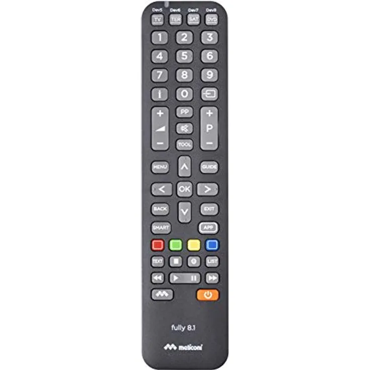 Meliconi Fully 8.1 Universalfernbedienung für TV, Smart TV, Decoder, DVD-Blu Ray, Set-Top-Box + IPTV + Xbox360 + PS4