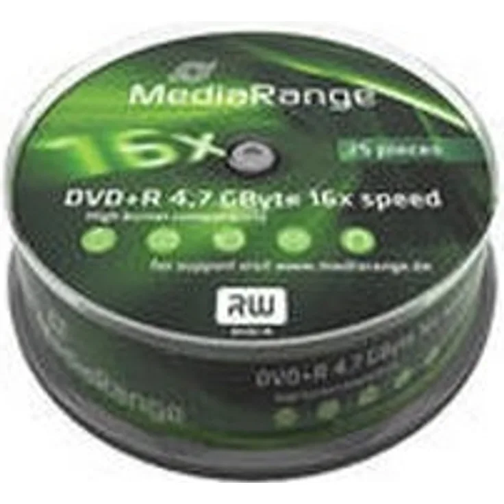 MediaRange MR404 DVD+R Rohlinge (16x Geschwindigkeit, 4,7GB, 25er Spindel)