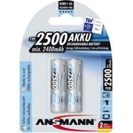 ANSMANN Akku AA Mignon 2500mAh 1,2V NiMH - wiederaufladbare Batterien AA Akkus maxE (geringe Selbstentladung & vorgeladen) ideal für Spielzeug, Funk-Tastatur-Maus, Wii & Xbox Controller (2 Stück)