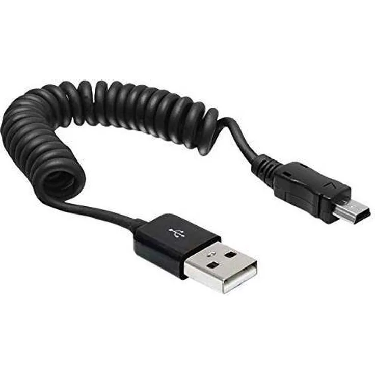 DeLOCK - USB-Kabel - USB Typ A, 4-polig (M) - Mini-USB, Typ B (M) - 60cm - aufgespult - Schwarz (83164)