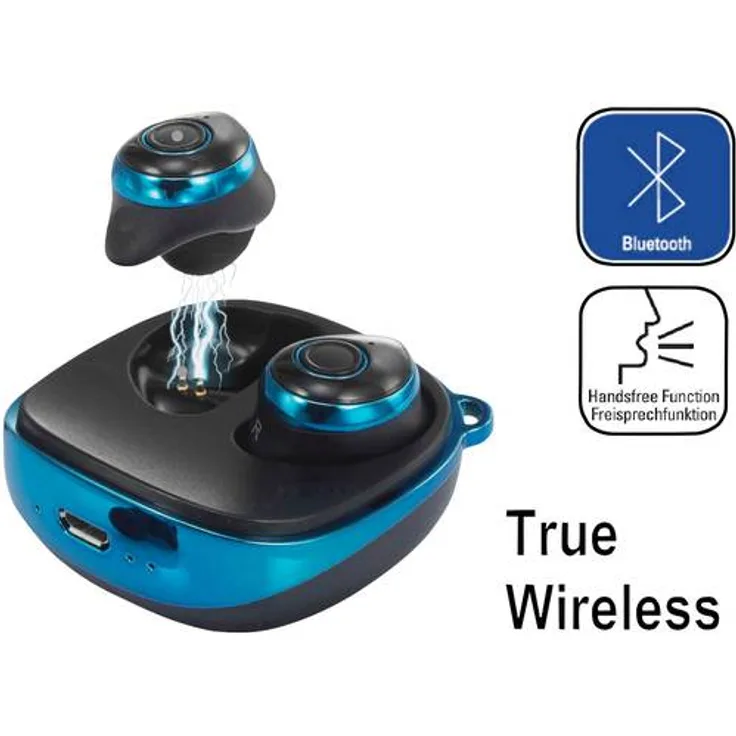 Renkforce RF-BTK-200 Bluetooth® Kopfhörer In Ear Headset Blau-Schwarz