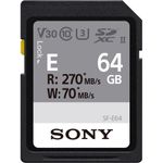 Sony SF-E Series UHS-II U3 V60 SDHC-Speicherkarte, 64 GB, Lesegeschwindigkeit 270 MB-S Schreibgeschwindigkeit 120 MB-S SFE64