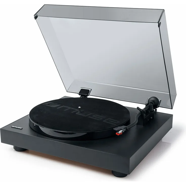 Muse MT-105 B Schallplattenspieler mit Auto-Stopp-Funktion und 45RPM-Aufnahmeadapter, schwarz