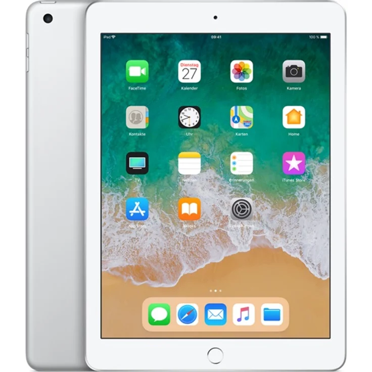 Apple iPad (2018) WiFi + Cellular Quad-HD-Auflösung 9,7 Zoll, LTE-Tablet, Quad-Core, 2 GB RAM, 128 GB Speicher, iOS (Update auf iPadOS), Silber (MR7D2FD/A) – Bild 1