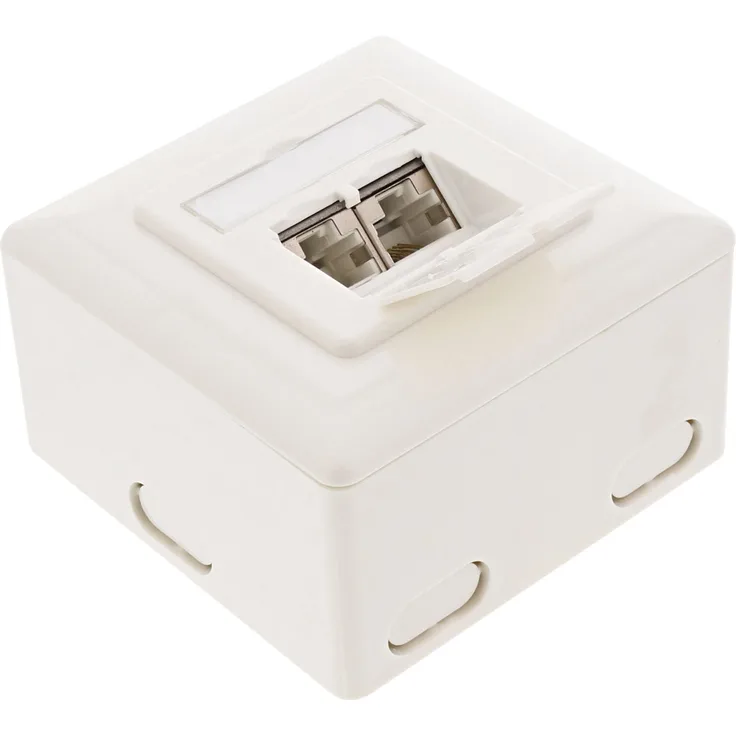 InLine Cat.6 Anschlussdose, AP/UP 2x RJ45 Buchse, RAL9010, weiß, senkrecht