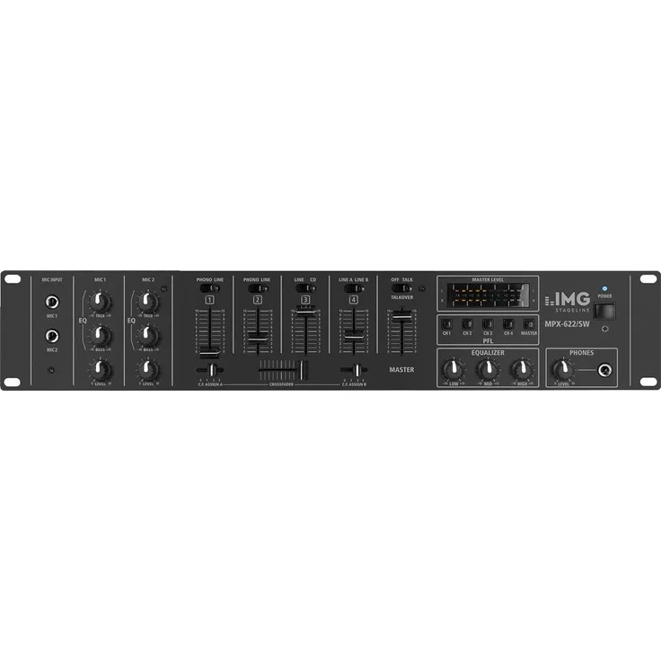 IMG STAGELINE MPX-622-SW Stereo-Audio-Mischpult speziell für den ELA- und DJ-Bereich