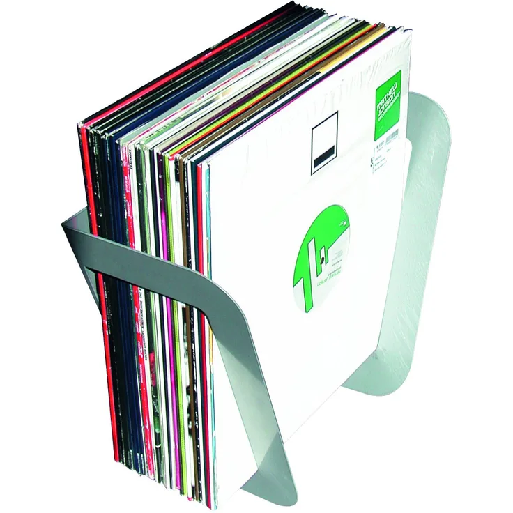 Glorious Vinyl Set Holder superior - für bis zu 25 Schallplatten, massives Metall, einfache Montage, formschöner Einrichtungsgegenstand, silber