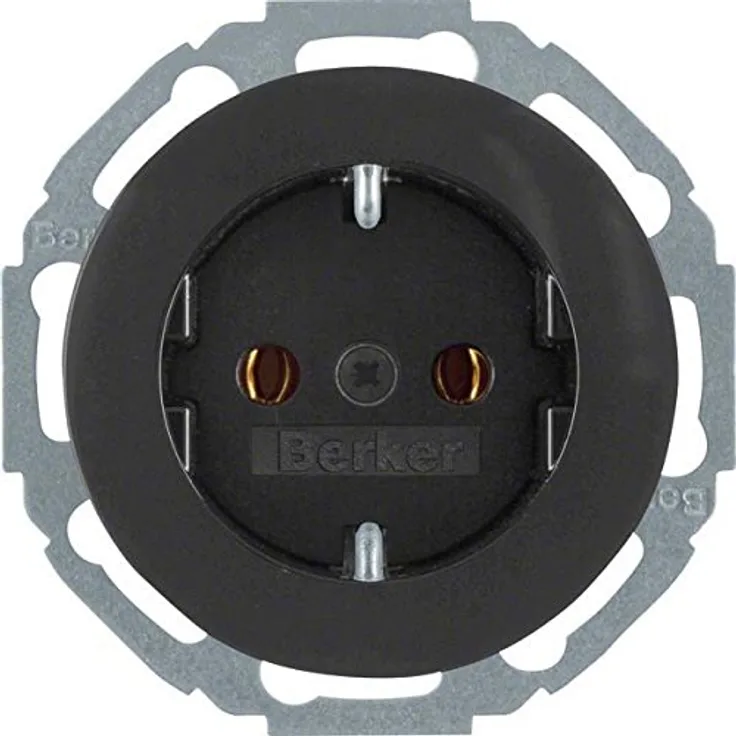Hager – Steckdose SCHUKO schwarz glanz