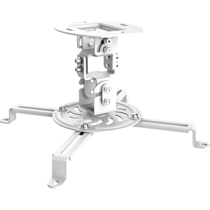 PureMounts PM-SPIDER-10W - Neigbare und schwenkbare Deckenhalterung für Beamer und Projektor, Lochabstände bis 320mm, Deckenabstand 150mm, Tragkraft 13,5kg, Farbe weiß