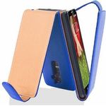 cadorabo Hülle für LG G2 in KÖNIGS BLAU Handyhülle im Flip Design aus strukturiertem Polyurethan Case Cover Schutzhülle Etui Tasche Book Klapp Style