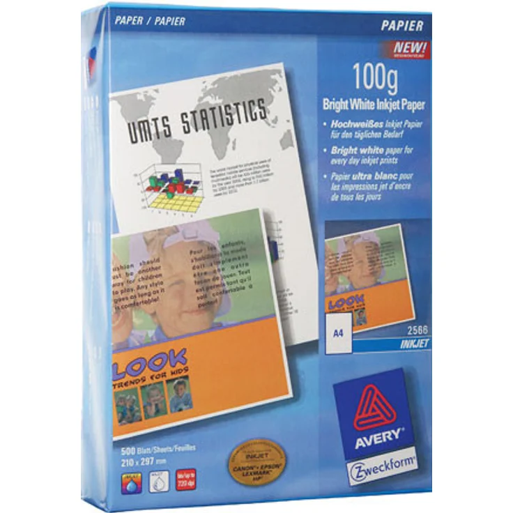 Avery Zweckform 2566 Drucker--Kopierpapier (500 Blatt, 100 g-m², DIN A4 Papier, hochweiß, für alle Drucker) 1 Pack – Bild 1