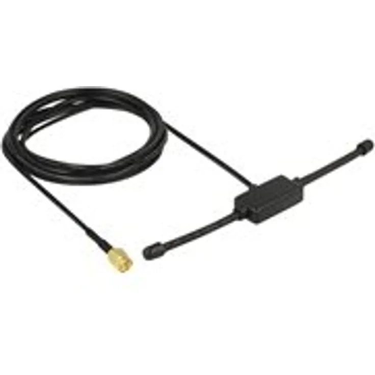 DELOCK ISM 433 MHz Antenne SMA Stecker 3 dBi omnidirektional starr schwarz Klebemontage