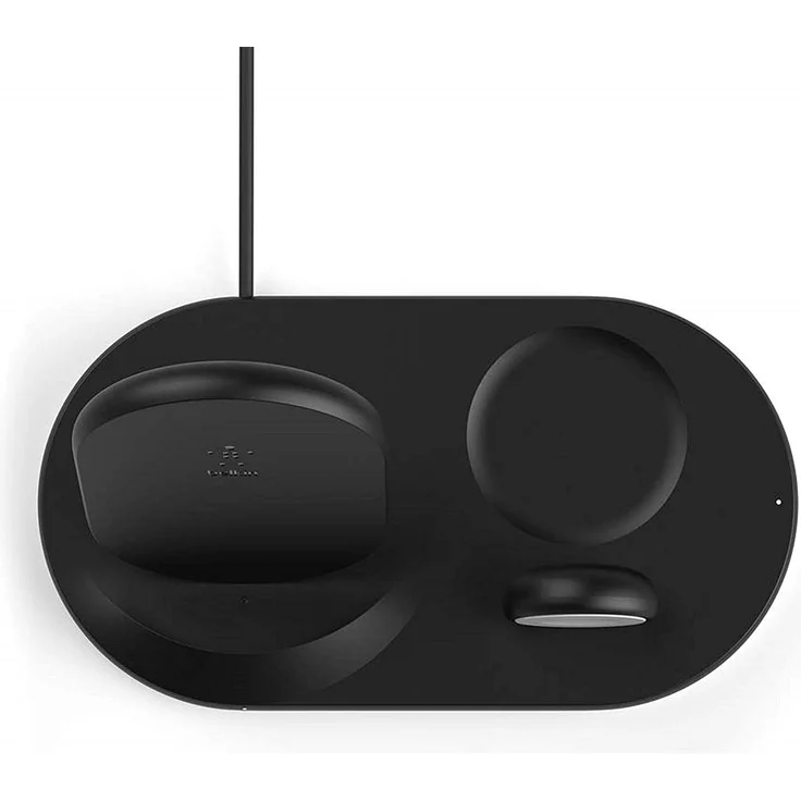 Belkin drahtloses 3-in-1 Ladegerät, kabellose 7,5-W-Ladestation, geeignet für Apple iPhone/Watch/AirPods, kabelloses Ladedock, drahtlose iPhone Ladestation, Apple Watch Ladeständer, Kombi-Ladegerät, Qi Ladestation, schwarz – Bild 2