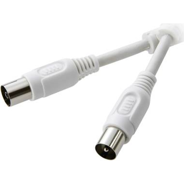 SpeaKa Professional Antennen Anschlusskabel [1x Antennenstecker 75- 1x Antennenbuchse 75 ] 7.50 m 90 dB mit Ferritkern Weiß (SP-7870428)