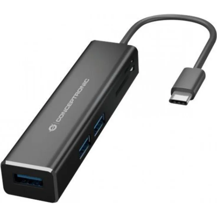 CONPTRONIC 3-Port USB-C->USB-A 3.0-SD-MicroSD-TF card slot