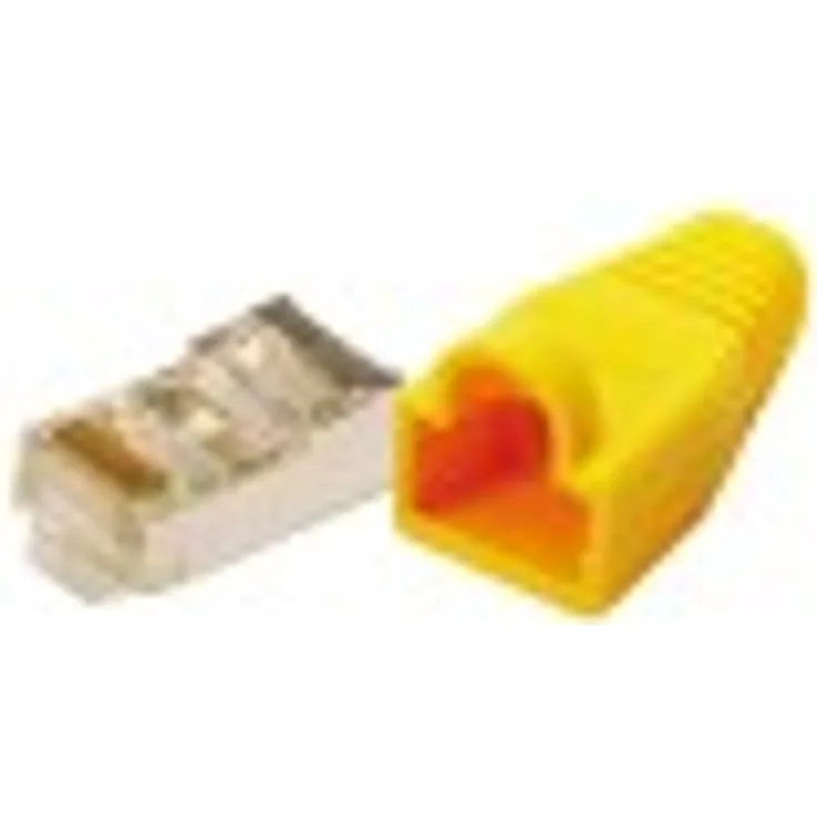 LogiLink MP0015 100 Stück RJ45 Modularstecker CAT5e mit Knickschutzhülle gelb