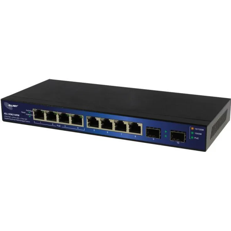 ALLNET all-sg8210pm verwaltet L2 + Gigabit Ethernet (10-100-1000) Anschluss Ethernet, unterstützt die Stromversorgung über diesen Port (PoE) schwarz Netzwerk Switch  Switches Netze (verwaltet, L2 +, Gigabit Ethernet (10-100-1000) Anschluss, Ethernet, unt
