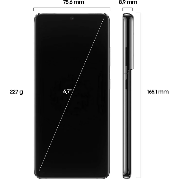 Samsung Galaxy S21 Ultra 5G Smartphone 17,27cm (6,8 Zoll) AMOLED-Display, 256GB interner Speicher, 12GB RAM, Dual-SIM, Phantom Black – Bild 2