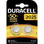 Duracell Specialty 2025 Lithium-Knopfzelle 3 V, 2er-Packung (CR2025 -DL2025) entwickelt für die Verwendung in Schlüsselanhängern, Waagen, Wearables und medizinischen Geräten.