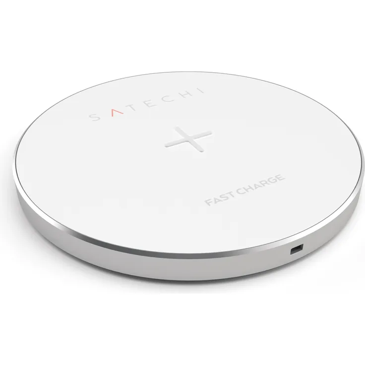 Satechi Kabelloses Aluminium Ladegerät & Ladepad mit Schnellladefunktion für iPhone X, 8 Plus, 8, Samsung Galaxy S8, Note 8 und andere Qi-fähige Geräte (Silber)