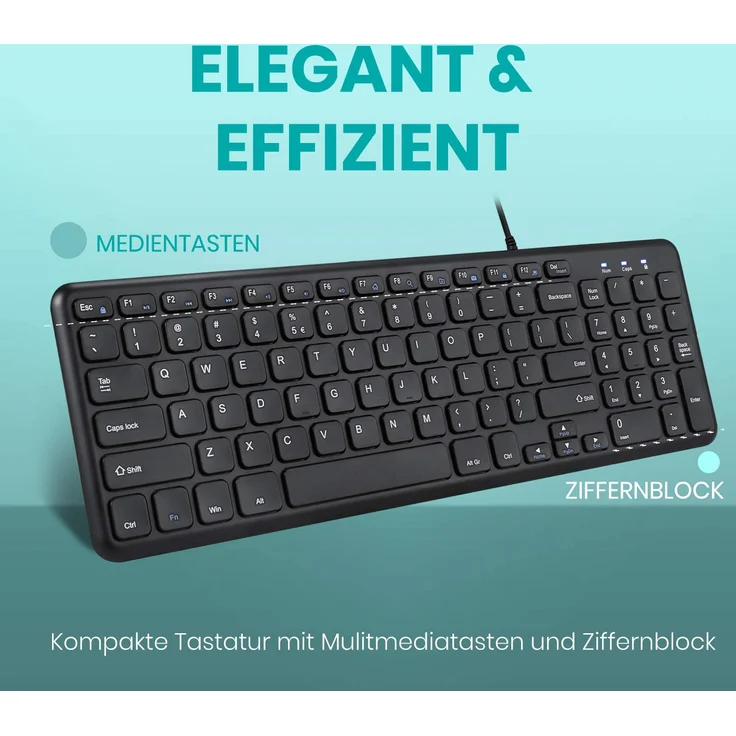 Perixx PERIBOARD-213, DE QWERTZ, kabelgebunden, Scherentasten, schwarz (PERIBOARD-213 DE B) – Bild 3