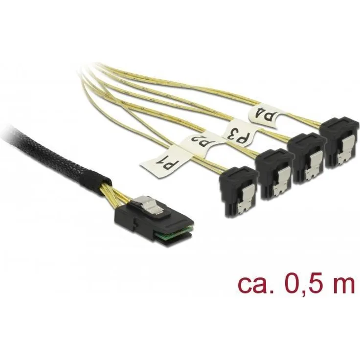 DeLOCK - SATA- / SAS-Kabel - SAS 6Gbit/s - Mini SAS (SFF-8087) (S) bis SATA (R) gewinkelt - 50 cm (85686)