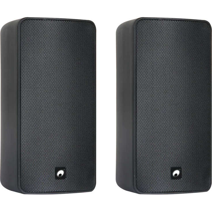 OMNITRONIC ODP-206 Installationslautsprecher 16 Ohm schwarz 2x | 2 wetterfeste 6''-Wandlautsprecher mit Halterung und 80 W RMS