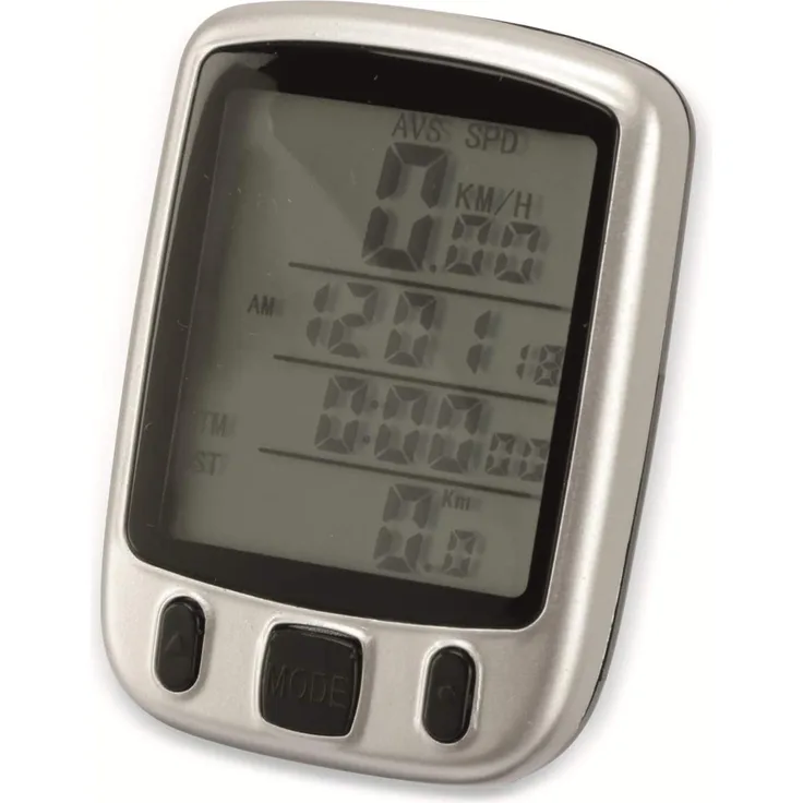 Fahrradcomputer 25 Funktionen Fahrradtachometer Fahrrad Kilometerzähler, silber