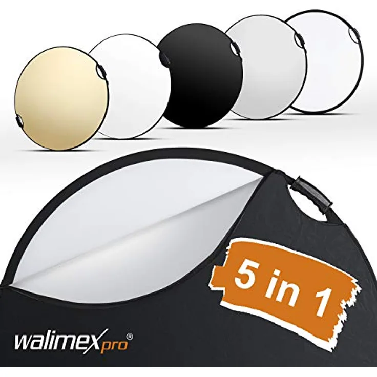 walimex 5in1 Faltreflektor Set wavy comfort 56cm mit Griffen (22459)