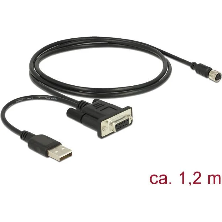 Navilock - Kabel seriell - RS-232 - 6 pin M8 (W) bis USB, DB-9 - 1,2m - Schwarz (62875)