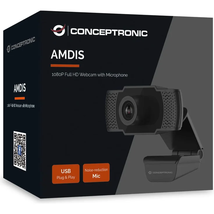 Conceptronic AMDIS01B - Web-Kamera - Farbe - 2 MP - 1920 x 1080 - 1080p - Audio - USB 2.0 - MJPEG, H.264, YUV – Bild 4