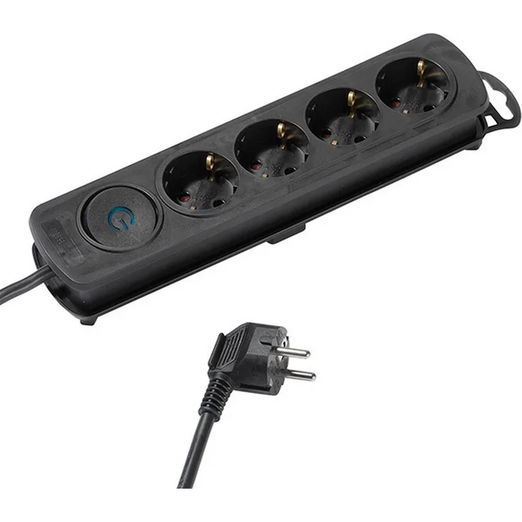 VIVANCO 4-fach Steckdosenleiste Schwarz VIVANCO 37644 EKLS 4S Extra großer Ein-Ausschalter #4008928376449