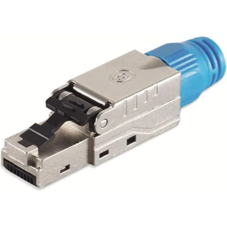 CAT 8.1 RJ45 Stecker, STP geschirmt, zur werkzeugfreien Montage mit Knickschutz