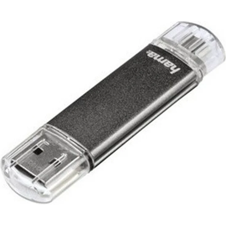 Hama 16GB USB-Speicherstick mit USB 2.0 & microUSB (2-in-1 USB-Stick, z.B. für Android Handy, Tablet, Computer, Notebook, PC, Laptop, MacBook, OTG, 10MB-s) Handy-Stick, Doppel Memory-Stick grau – Bild 1