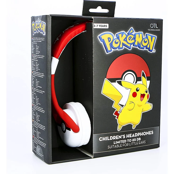 OTLTECHNOL Pokemon Pokeball JUNIOR On-Ear-Kopfhörer geeignet für Kinder, rot, weiß – Bild 5