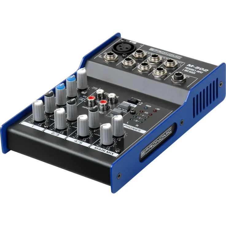 Pronomic M-502 Live-Studio Mischpult (1 Mono-Kanäle XLR-Klinke, 2-Stereo Kanäle, 3-Band-EQ, 48V Phantomspeisung)