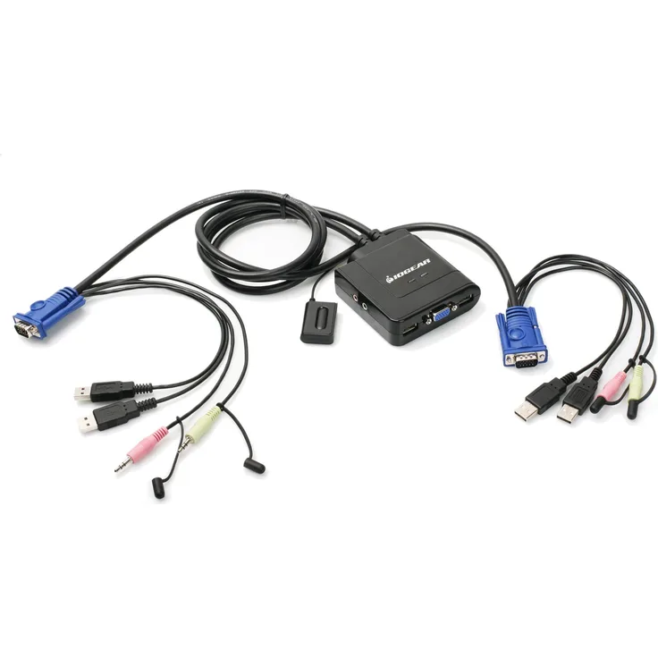 iogear GCS72U Tastatur-Video-Maus (KVM)-Kabel - Tastatur-Video-Maus (KVM)-Kabel (Schwarz, 4 x USB, 2 x VGA, 4 x MiniPlug, Windows XP-Vista 32-64 Mac OS X+ Sun Solaris Linux, Unix)